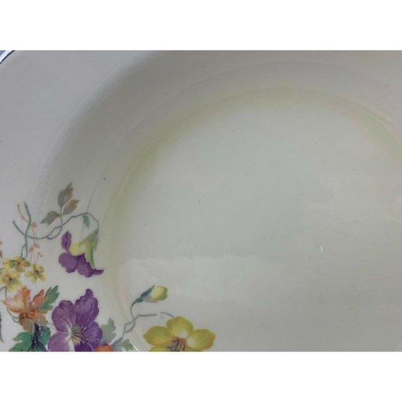 Vintage W.S. George Lido Canarytone - Pair of Rimmed Soup Bowls - 8" - Floral - Picture 6 of 8